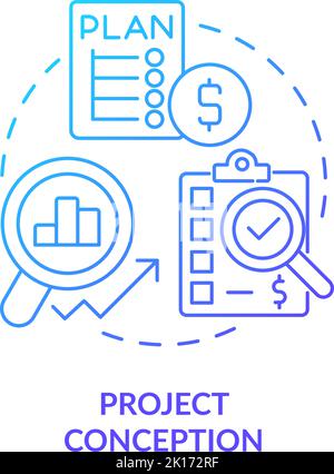 Project conception blue gradient concept icon Stock Vector