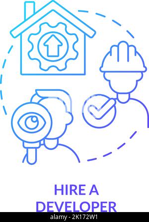 Hire developer blue gradient concept icon Stock Vector