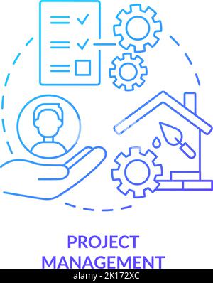 Construction project management blue gradient concept icon Stock Vector ...