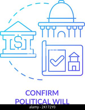 Confirm political will blue gradient concept icon Stock Vector