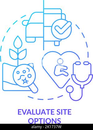 Evaluate site options blue gradient concept icon Stock Vector