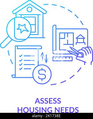 Assess housing needs blue gradient concept icon Stock Vector