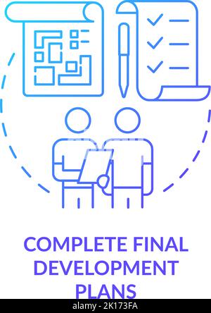 Complete final development plans blue gradient concept icon Stock Vector