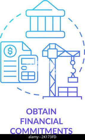 Obtain financial commitments blue gradient concept icon Stock Vector