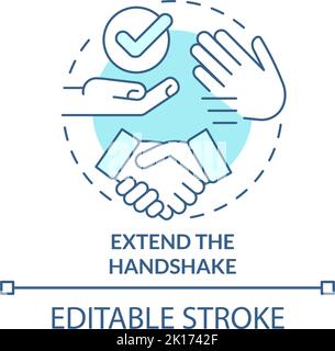 Extend handshake turquoise concept icon Stock Vector