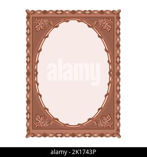 Wooden  frame carved oak leaf vintage vector illustration Stock Vector