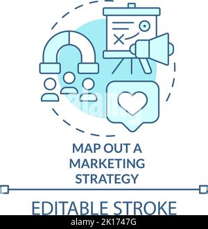 Map out marketing strategy turquoise concept icon Stock Vector