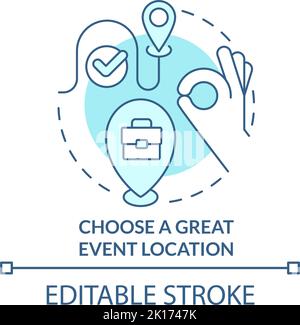 Choose great event location turquoise concept icon Stock Vector