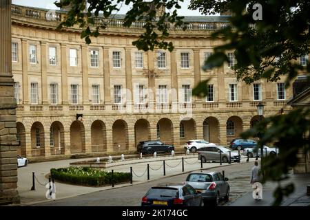 Buxton Crescent Grade-I-listed building i Derbyshire, England. designed by the architect John Carr of York Stock Photo