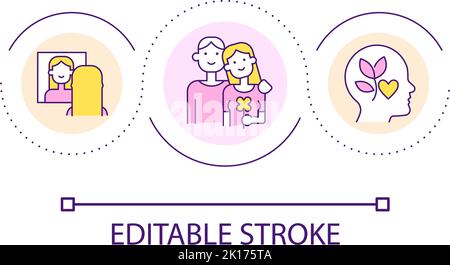 Building self-esteem in relationship loop concept icon Stock Vector