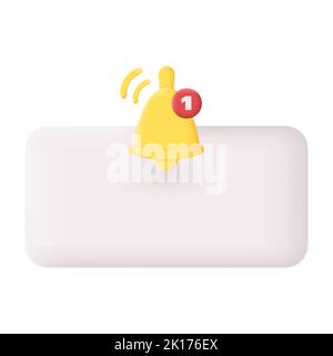 Empty Reminder Notification Bell 3D Icon Vector Illustration on White Background Stock Vector