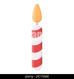 Christmas Candle 3D Icon Vector Illustration on White Background Stock Vector