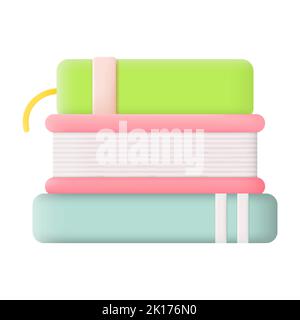 Pile of Books 3D Icon Vector Illustration on White Background Stock Vector