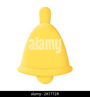 Yellow Bell 3D Icon Vector Illustration on White Background Stock Vector