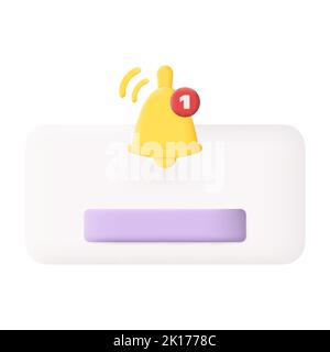 Reminder Notification Bell 3D Icon Vector Illustration on White Background Stock Vector