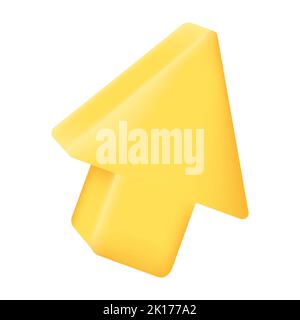Yellow Arrow Pointer, Mouse Cursor 3D Icon Vector Illustration on White Background Stock Vector