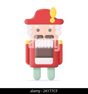 Christmas Nutcracker 3D Icon Vector Illustration on White Background Stock Vector