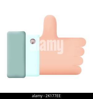 Like Hand Gesture 3D Icon Vector Illustration on White Background. Finger Class Thumb Up Stock Vector