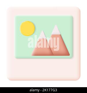 Image, Photo, JPEG file 3D Icon Vector Illustration on White Background. Mountains and Sun Landscape Stock Vector