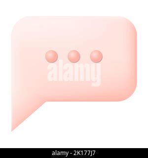 Comment Live Chat 3D Icon Vector Illustration on White Background, Speech Bubble Social Media Stock Vector
