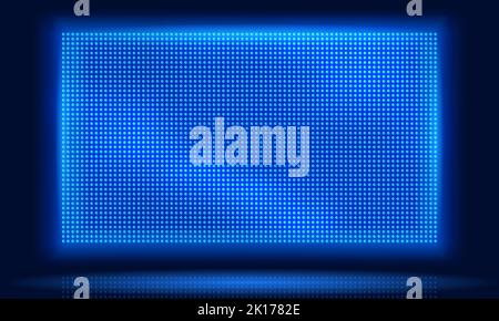 Led screen. Video display, lcd dot pixels wall and diodes glow light grid vector background Stock Vector