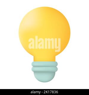 Yellow Light Bulb 3D Icon Graphic Vector Illustration Stock Vector