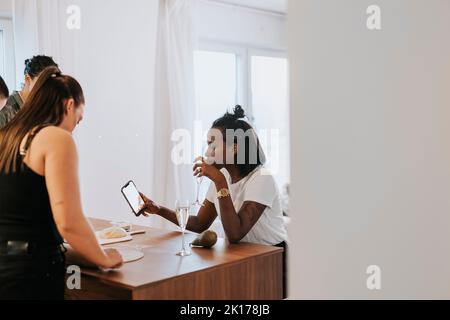 friends having meeting at home Stock Photo