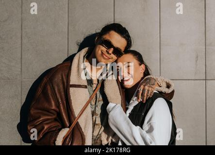 Young couple standing together Stock Photo