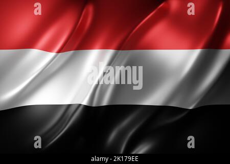 3d rendering of a silked Yemen flag Stock Photo - Alamy