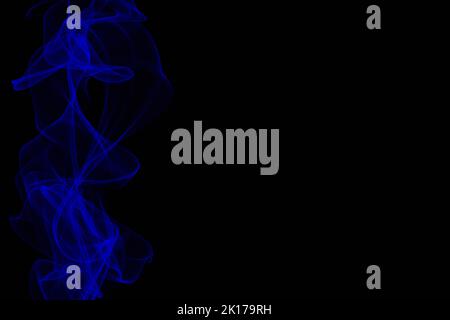 Abstract Electric Blue Smoke or Flame on Black Background Stock Photo