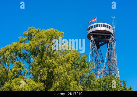 Aalborg Tower is a 55 meter tall observation tower built of lattice steel in Aalborg, Denmark and was completed in 1933 Stock Photo