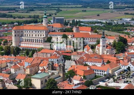Mikulov Castle is in the town of Mikulov in South Moravia, summer say. Czech Republic. Stock Photo