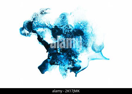 Abstract Blue watercolor ink spot picture 3 isolated on white. Stock Photo