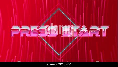 Image of press start text over light trails Stock Photo