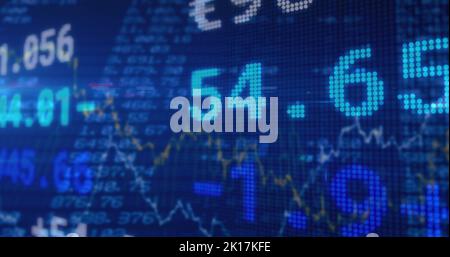 Image of data processing over blue background Stock Photo