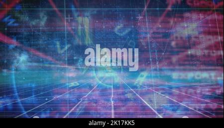 Image of data processing over letters Stock Photo