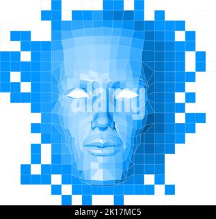 Face Wireframe 3D Technology Concept Stock Vector