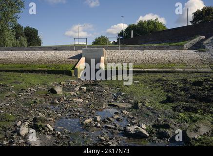 Sewage outfalls and beach pollution Stock Photo