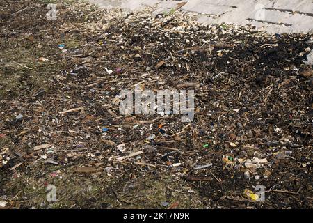 Sewage outfalls and beach pollution Stock Photo