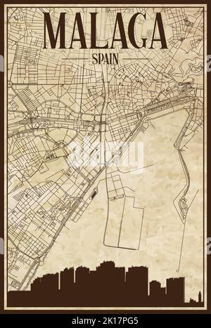 Framed downtown streets network printout map of PRAGUE, CZECHIA Stock Vector