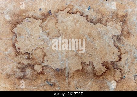 Old brown stained blank parchment paper background which has an aged and distressed texture which could be used as pirate map concept, stock photo ima Stock Photo
