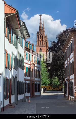 City Street in a Sunny Day in Basel Stock Photo