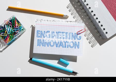 Text caption presenting Engineering Innovation. Internet Concept Process expressed in Logic and Mathematical Form Stock Photo