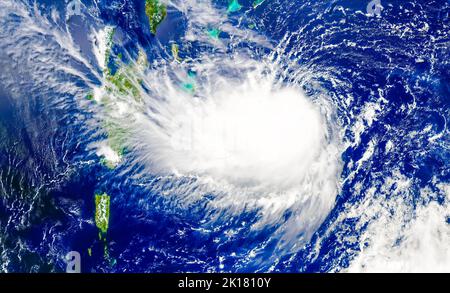 A hurricane seen from the space. Satellite view. Elements of this image ...