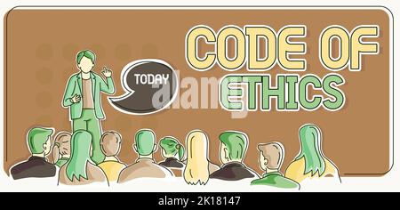Writing displaying text Code Of Ethics. Conceptual photo Moral Rules Ethical Integrity Honesty Good procedure Stock Photo