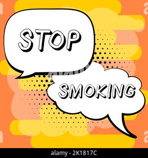 Text sign showing Stop Smoking. Word Written on Discontinuing or stopping the use of tobacco addiction Stock Photo