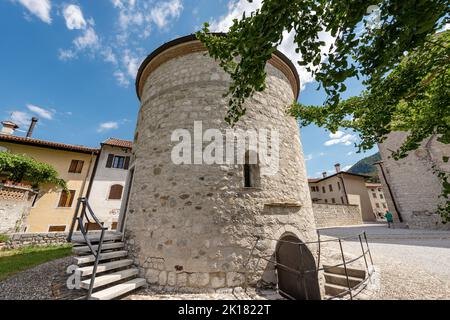 Venzone, Baptistery or Chapel of San Michele, with the crypt of the mummies, Cathedral, Church of St. Andrew the Apostle, 1308. Friuli, Italy, Europe. Stock Photo