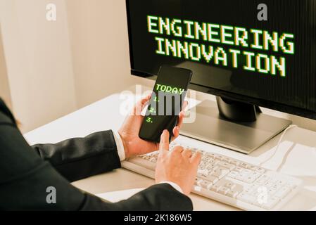 Text caption presenting Engineering Innovation. Business concept Process expressed in Logic and Mathematical Form Stock Photo
