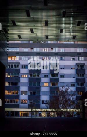 Block of flats at night, Zagreb, Croatia Stock Photo