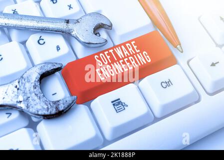 Sign displaying Software Engineering. Business idea Program Development in Systematic Quantifiable approach Stock Photo